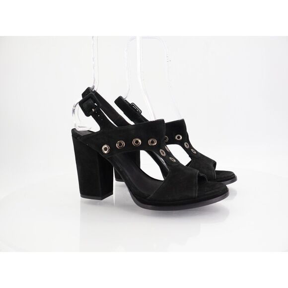Free People Ringer Sandals Women's Size 41 11 Black Suede Block Heel Slingback - Picture 1 of 12